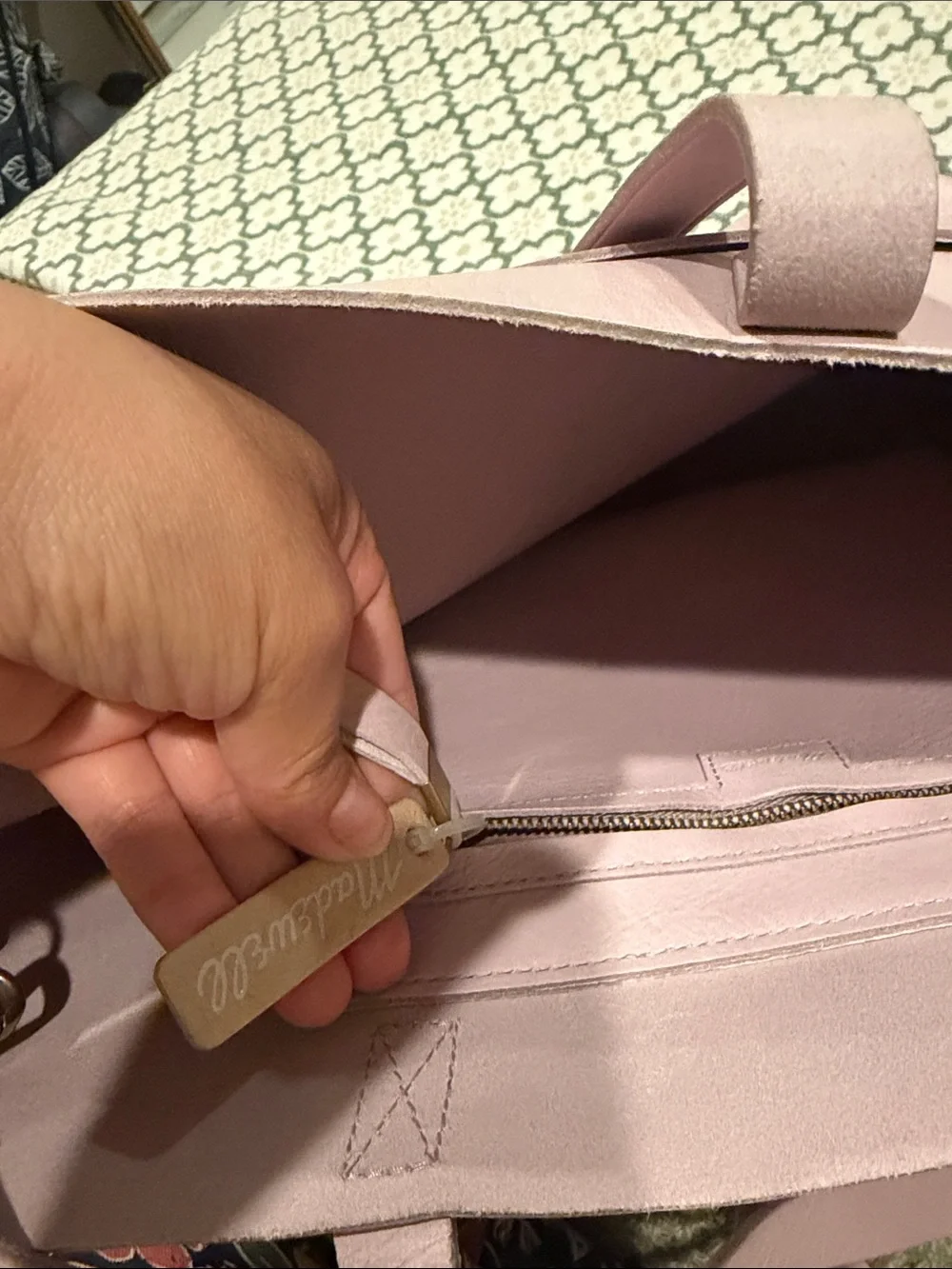 Madewell Leather Tote Bag in Dusty Rose